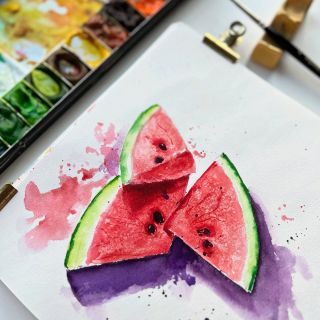 19. Meloun - jeden šťavnatý akvarel. #petrahorcickova #watercolourbrush #meloun #watercolor #akvarel #aquarelle #czech...