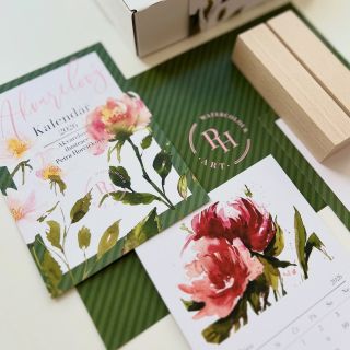 Akvarelový mini stolní kalendář 2026 Elegantní stolní kalendář ve formátu A6 s mými autorskými akvarelovými ilustracemi....